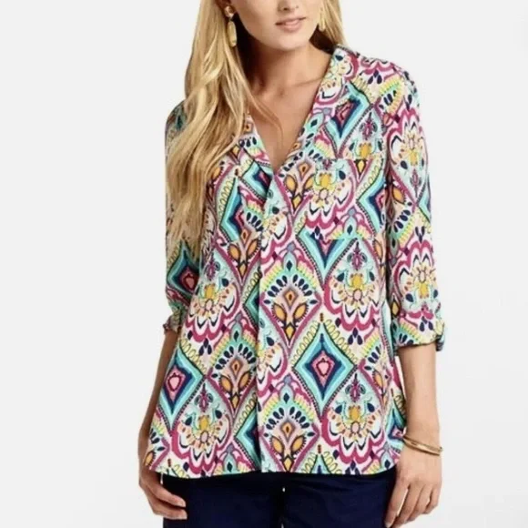 EUC Lilly Pulitzer Crown Jewels Boston Silk Top Jewel Cuff Size XS - Picture 7 of 15